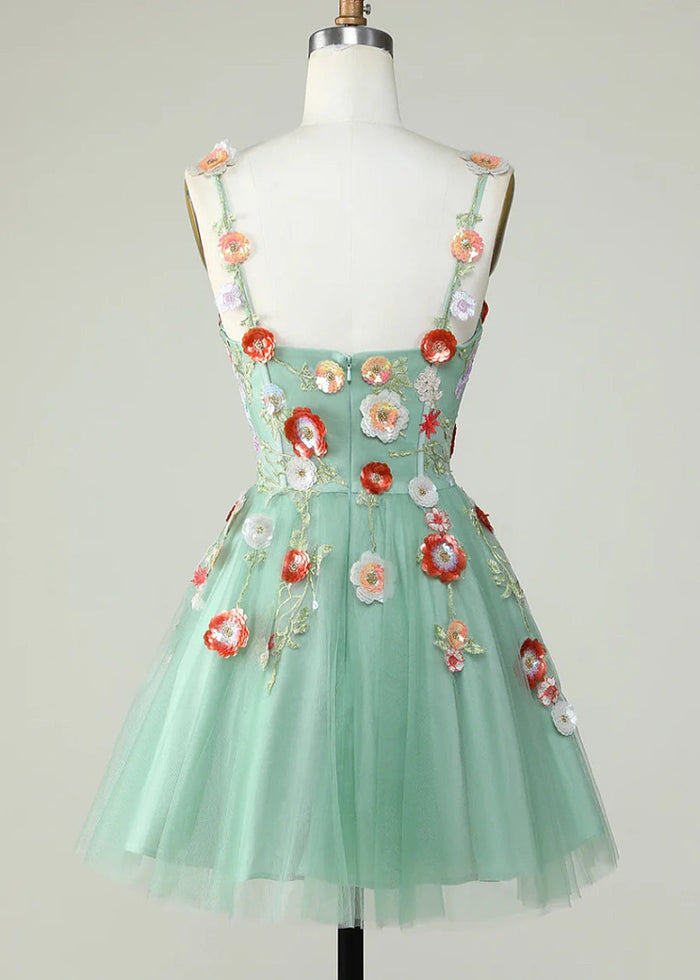 Caliandra | Slay Homecoming Night in a Showstopping Black Corset Dress - Sage Floral - PromDressClub