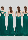 Camille | Elegance Mermaid Emerald Green Satin Maxi Bridesmaid Dress with Slit and Backless - Emerald Green - PROMDRESS Club