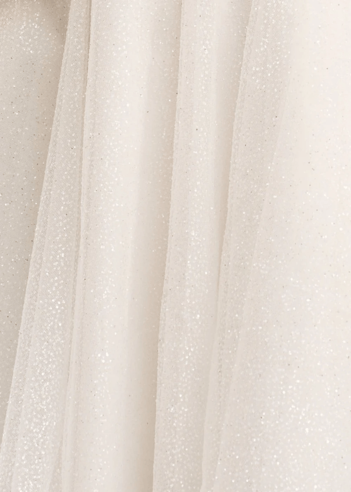 Cara | Ivory Glitter Sequin A Line Corset Short Homecoming Dress Bow - Ivory - PromDressClub