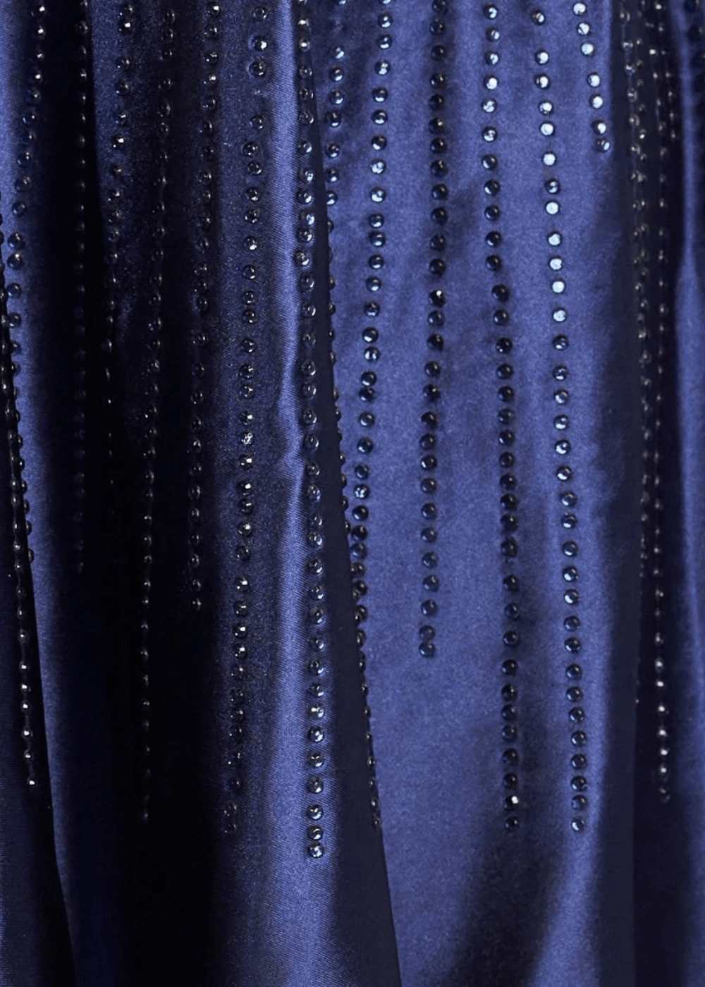 Carla | Navy Blue Satin Beaded V Neck A Line Backless Short Homecoming Dress - Navy Blue - PromDressClub