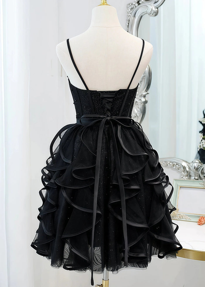 Celosia | Shine in a Black Corset Homecoming Dress: Beaded Glamour, Perfect Fit - Black - PromDressClub