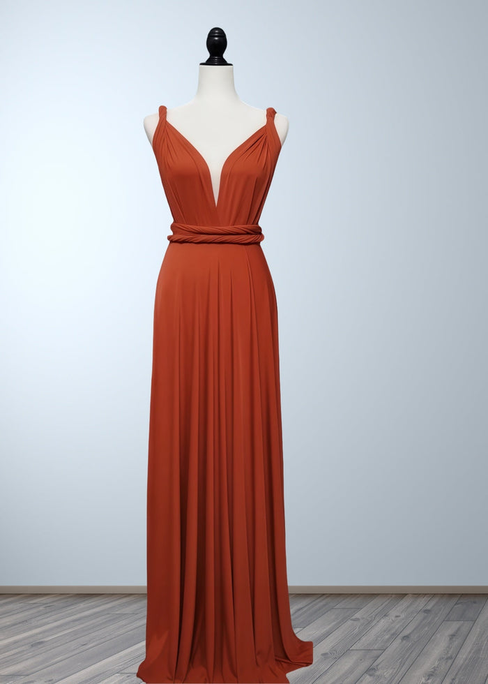 Charlotte | Romance Dreamer Infinity Maternity Orange Chiffon Maxi Bridesmaid Dress with Multiway Convertible - Price #price_variant_lowest# - Orange - PromDressClub