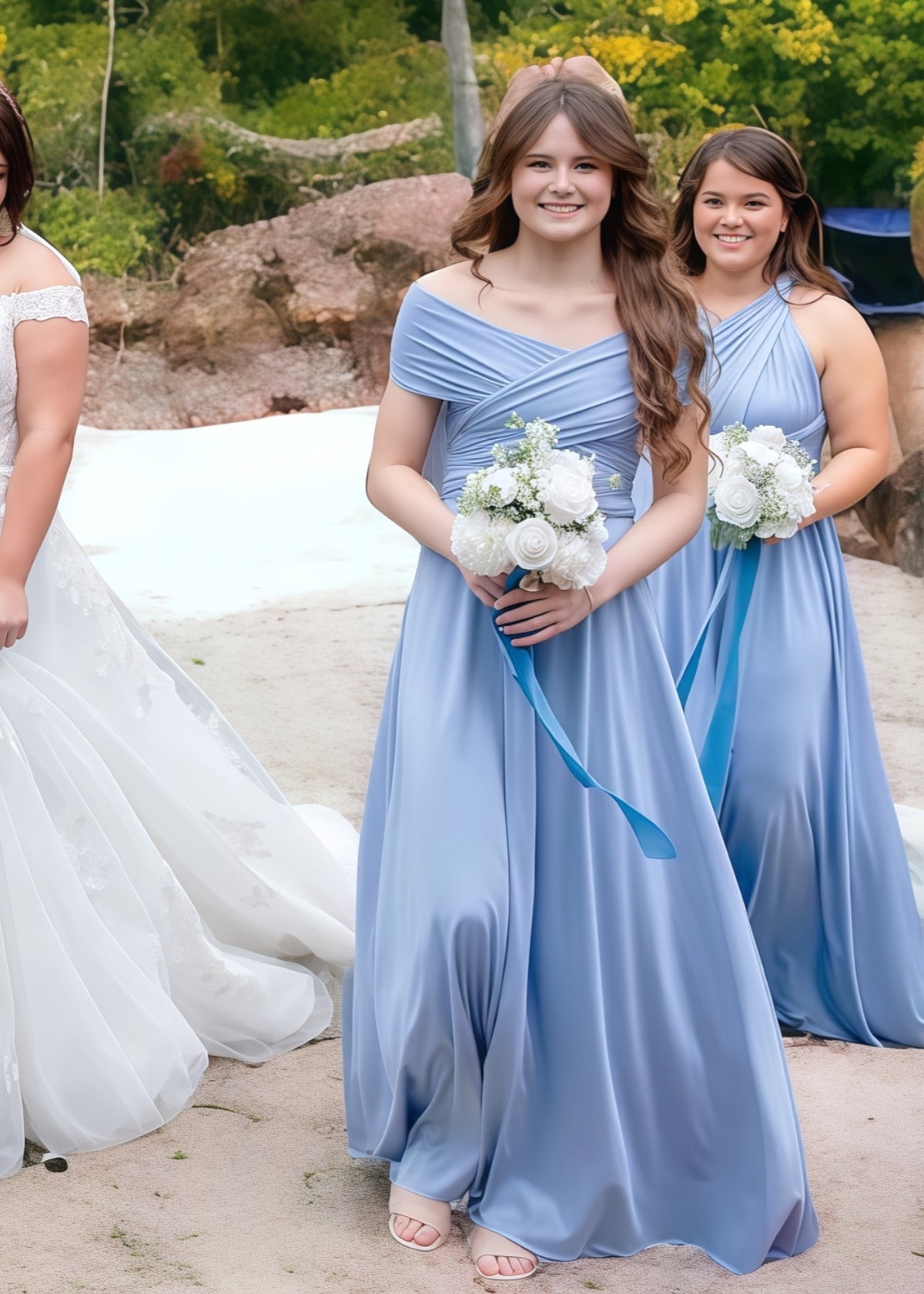 Chloe | Eternal Happiness Plus Size Convertible Chocolate Chiffon Bridesmaid Dress with Multiway Infinity - Light Blue - PROMDRESS Club