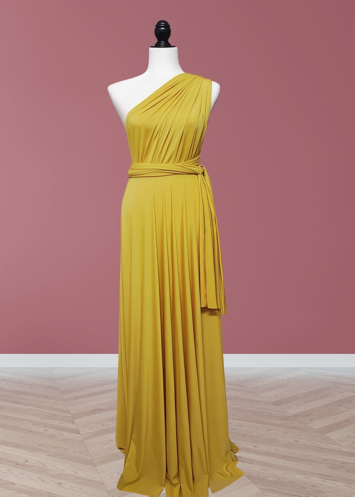 Claire | Purely Elegant Infinity Gold Chiffon Maxi Bridesmaid Dress with Multiway Convertible - Gold - PROMDRESS Club