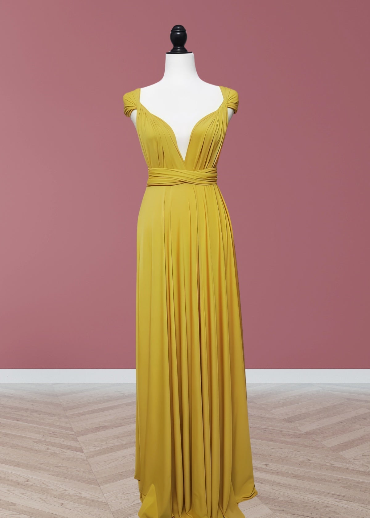 Claire | Purely Elegant Infinity Gold Chiffon Maxi Bridesmaid Dress with Multiway Convertible - Gold - PROMDRESS Club