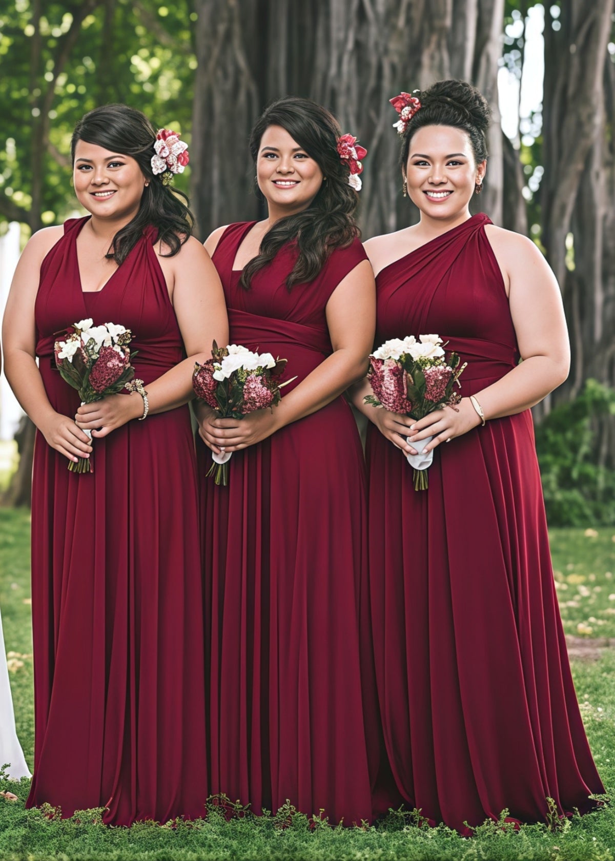 Clara | Blessed Romance Convertible Burgundy Chiffon Maxi Bridesmaid Dress with Multiway Infinity - Burgundy - PROMDRESS Club