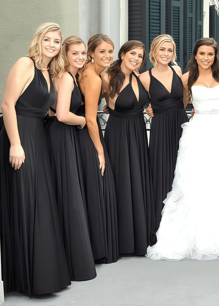 Cynthia | Most Beautiful Day Convertible Black Chiffon Maxi Bridesmaid Dress with ultiway Infinity - Price #price_variant_lowest# - Black - PromDressClub