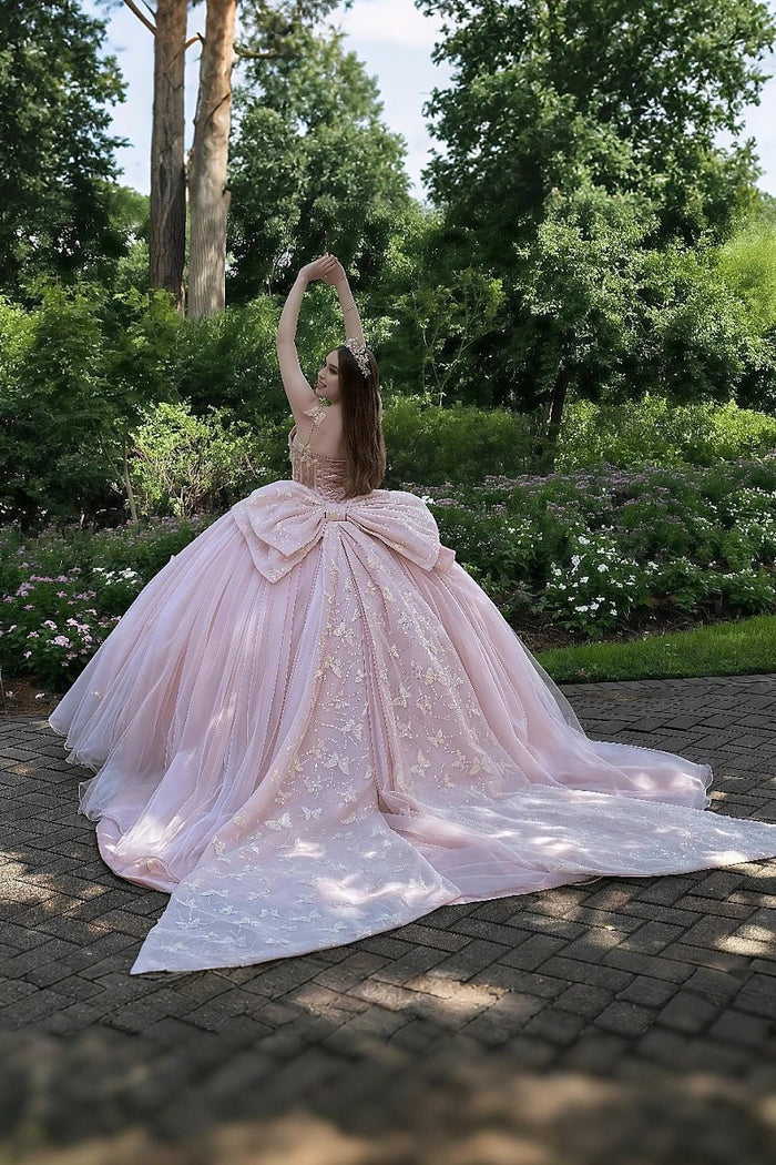 Darlene | Gorgeous Light Pink Quinceanera Dresses with Bow - Elegant & Charming - Light Pink - PromDressClub