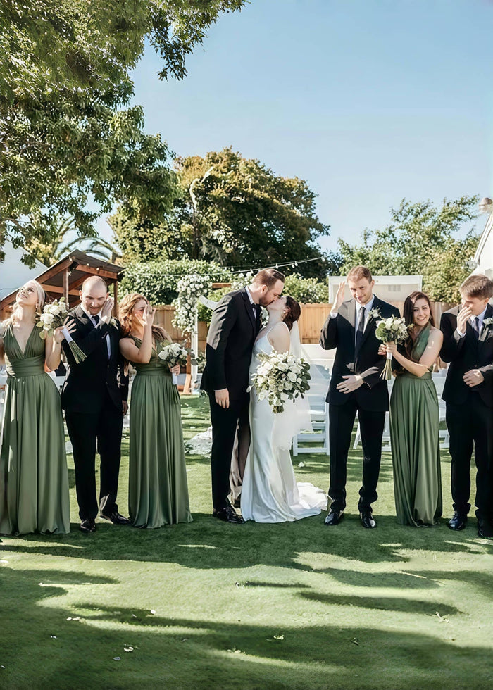 Debby | Elegant Infinity Dark Olive Green Chiffon Maxi Bridesmaid Dress with Multiway Convertible - Price #price_variant_lowest# - Olive Green - PromDressClub