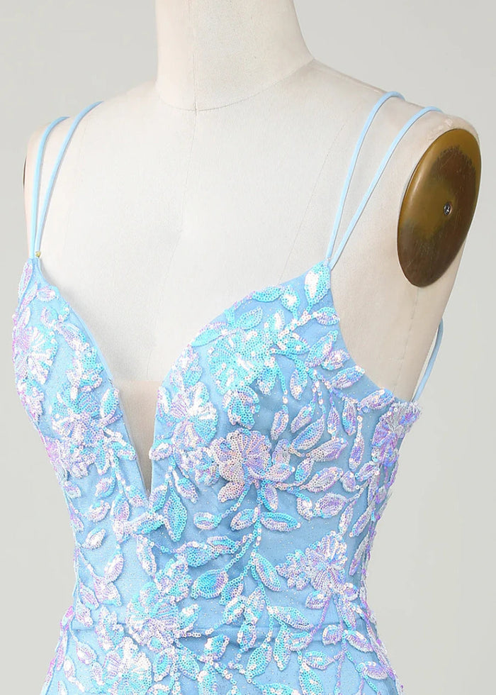 Deianira | Discover Your Dream Sequin Homecoming Dress for a Memorable Night - Light Blue - PromDressClub