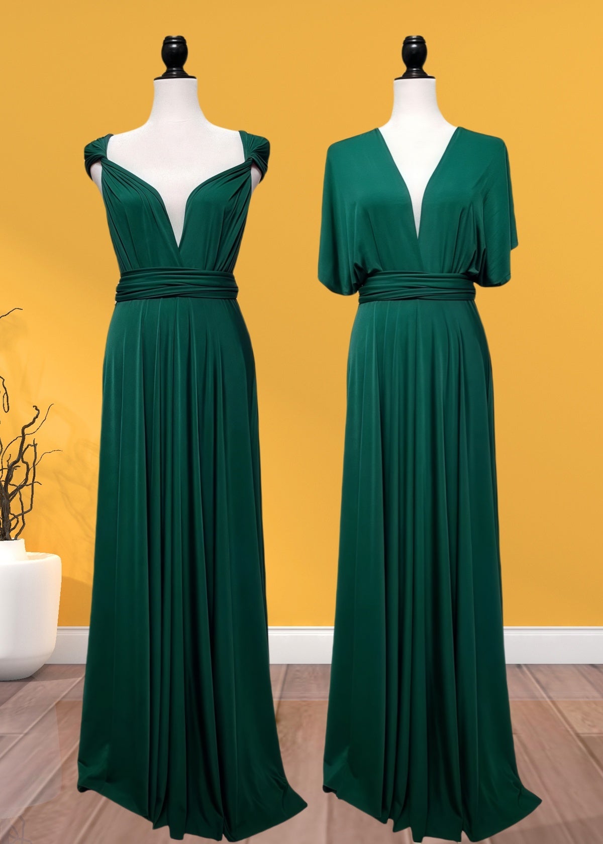 Delia | Sweetest Beloved Infinity Emerald Green Chiffon Maxi Bridesmaid Dress with Multiway Convertible - Emerald Green - PROMDRESS Club