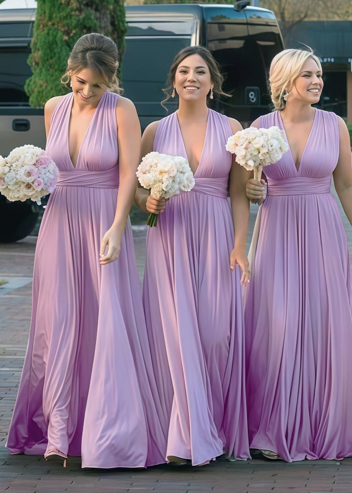 Denise | Epitome of Allure Infinity Lavender Chiffon Maxi Bridesmaid Dress with Multiway Convertible - Price #price_variant_lowest# - Lavender - PromDressClub