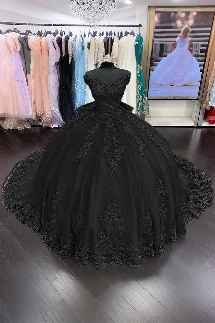 Diana | Sage Green Quinceanera Dresses with Bow - Available in Red, Royal Blue, Black & Navy Blue - Black - PromDressClub