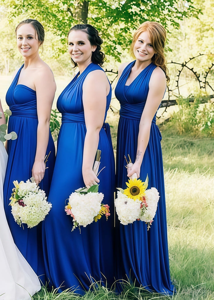 Dinah | Purely Elegant Infinity Royal Blue Chiffon Maxi Bridesmaid Dress with Multiway Convertible - Price #price_variant_lowest# - Royal Blue - PromDressClub