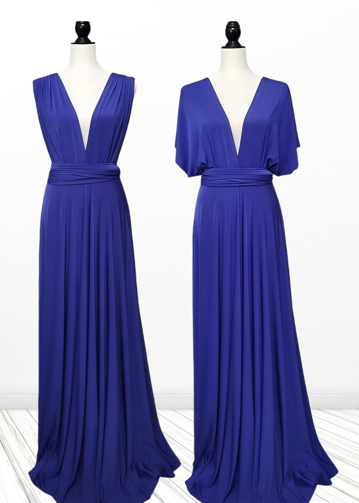 Dolores | Immensely Glam Multiway Infinity Indigo Blue Chiffon Maxi Bridesmaid Dress with Convertible - Price #price_variant_lowest# - Dark Blue - PromDressClub