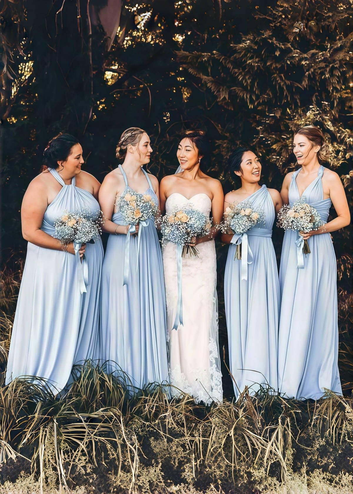 Doreen | Romance Dreamer Convertibl Dusty Blue Chiffon Maxi Bridesmaid Dress with Multiway Infinity - Dusty Blue - PROMDRESS Club