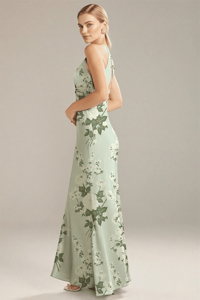 Elegant Blue Floral Bridesmaid Dresses for Any Wedding Scene—Timeless Style & Comfort - Sage Floral - PromDressClub