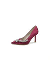 Elegant Pointed Toe Satin High Heels - Black Stiletto High Heel Pumps Boots for Every Glamorous Occasion Color Burgundy