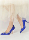 Elegant Pointed Toe Satin High Heels - Black Stiletto High Heel Pumps Boots for Every Glamorous Occasion Color Royal Blue