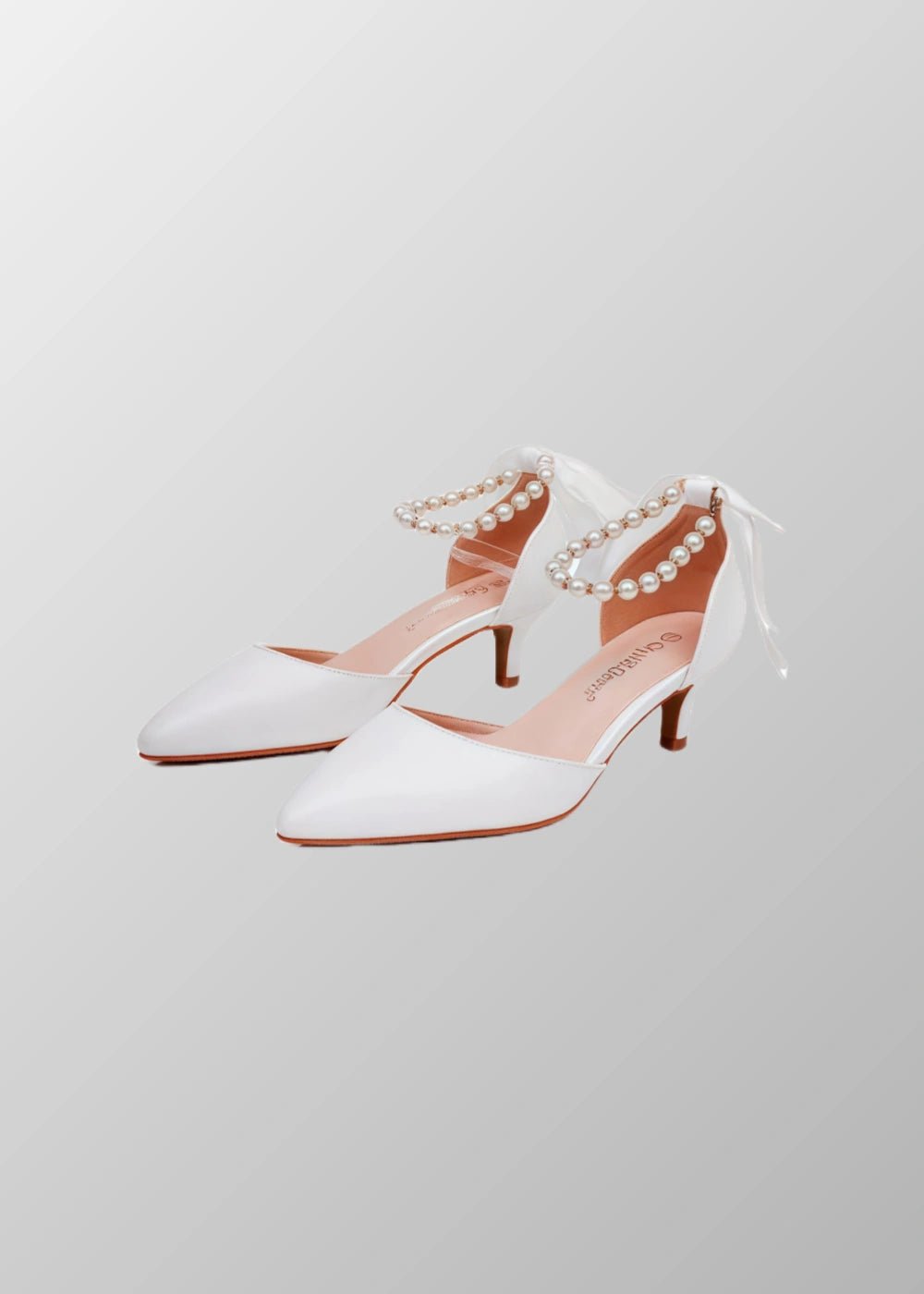 Elegant Satin Heels - Dark Green and White Pointed Toe Pearl Strap Heels for Every Occasion - Dark Green - PromDressClub