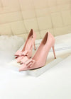 Elevate Your Style with Pointy Toe Light Blue and Pink High Heels with Bow – Chic Pump Heels for Every Occasion Color Pink