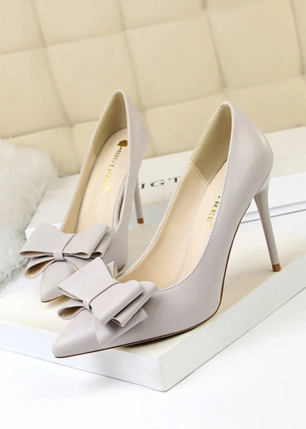 Elevate Your Style with Pointy Toe Light Blue and Pink High Heels with Bow – Chic Pump Heels for Every Occasion - Silver - PromDressClub