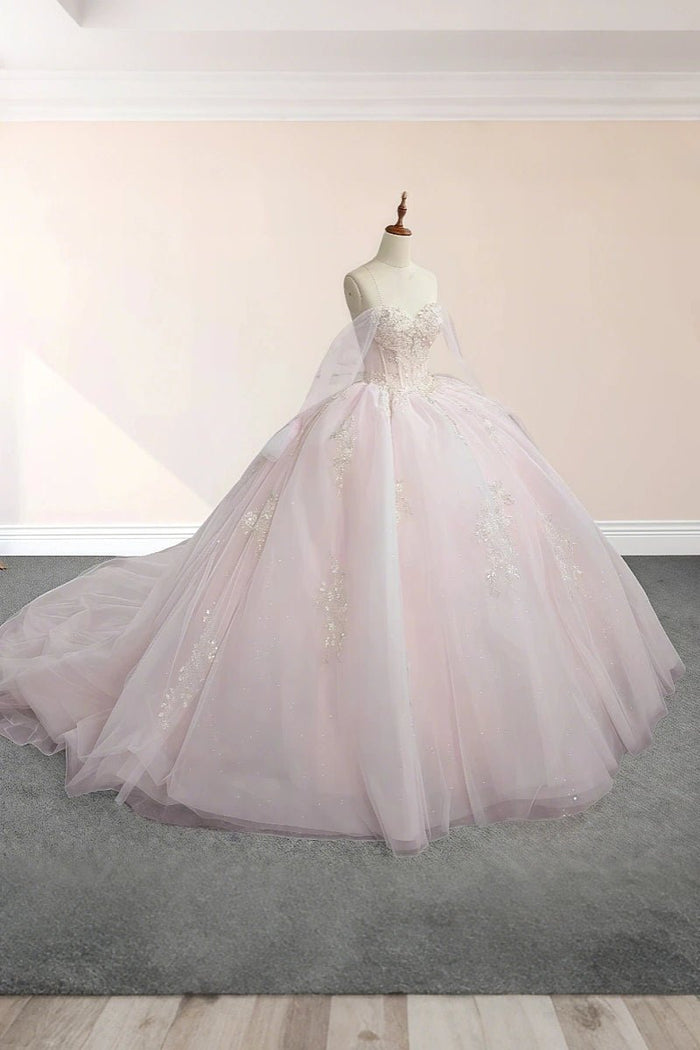 Ellie | Exquisite Light Pink Lace Strapless Corset Quinceanera Dresses for Memorable Celebrations - Light Pink - PromDressClub