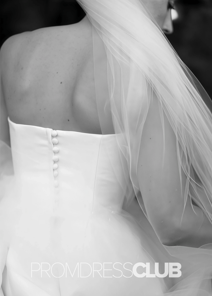 Elma |Mermaid White Simple Wedding Dresses Beach Strapless Satin - White - PromDressClub