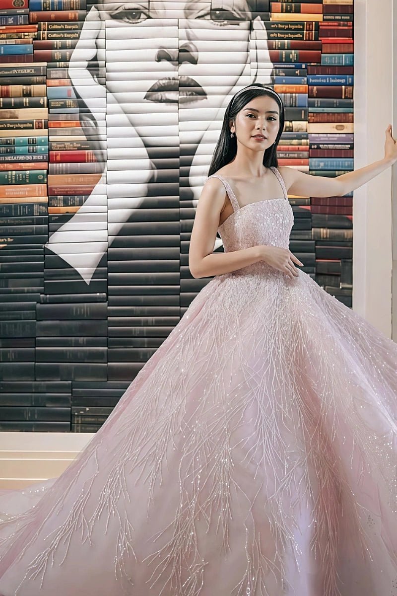 Elsa | Stunning Glitter Pink Square Neckline Quinceanera Dresses for Memorable Events - Pink - PromDressClub