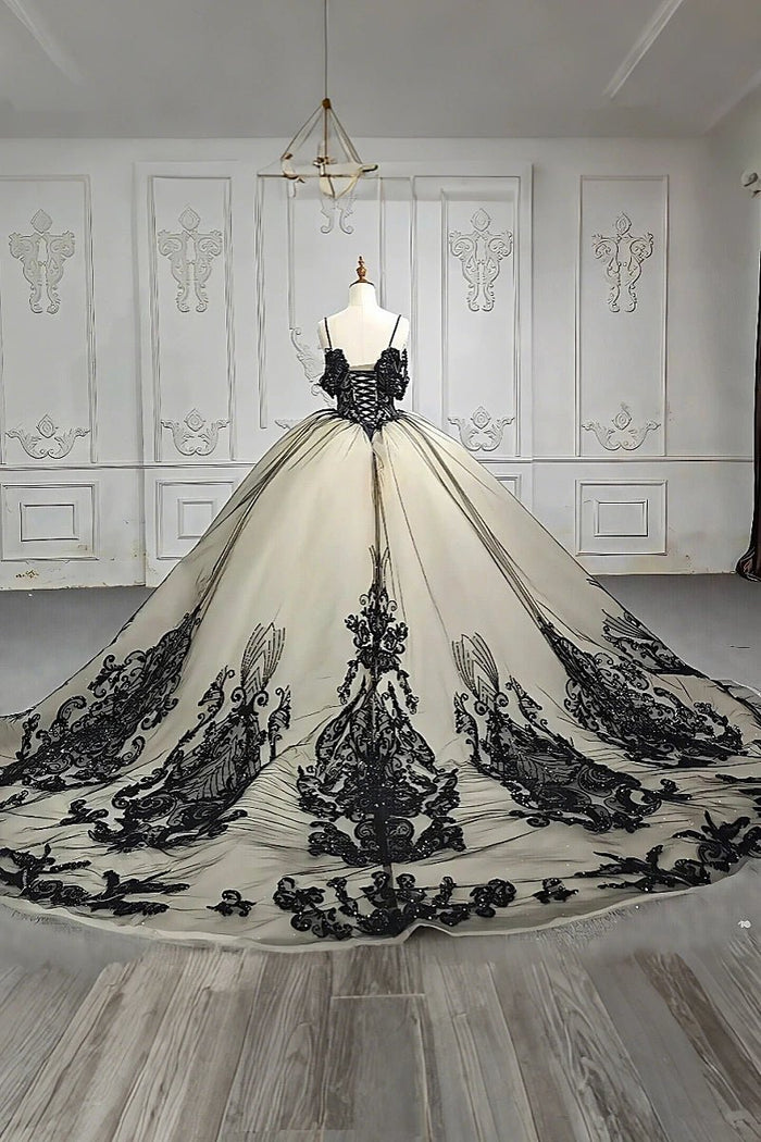 Emilia | Elegant Black Lace Beaded Quinceanera Dresses for Stunning Appearance - Black - PromDressClub