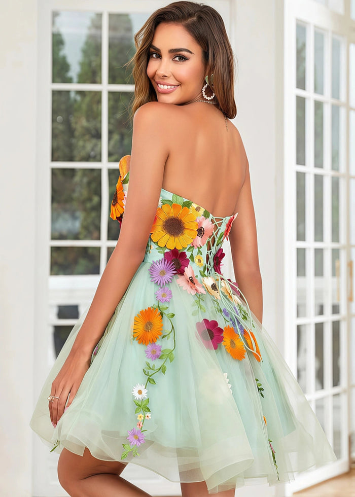 Eranthe | Discover the Ultimate Champagne Homecoming Dress: Sparkling Elegance for Your Big Moment! - Emerald Green Floral - PromDressClub