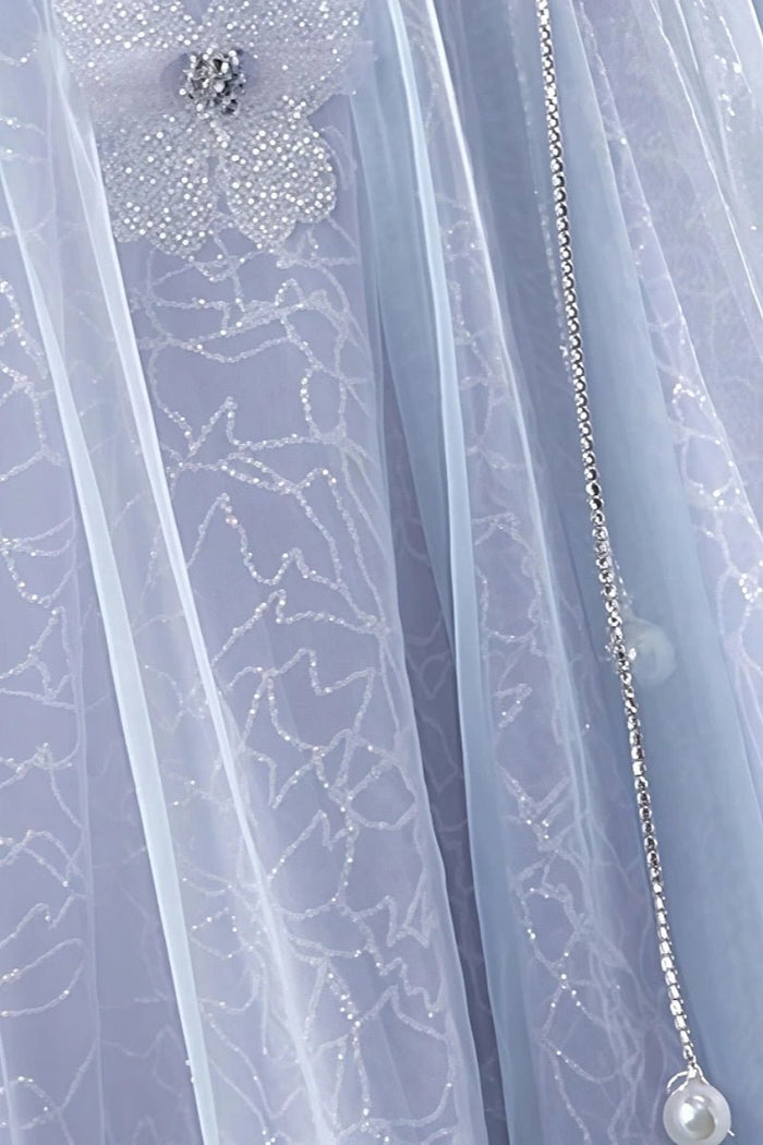 Erica | Elegant Dusty Blue Butterfly Off the Shoulder Quinceanera Dresses - Dusty Blue - PromDressClub