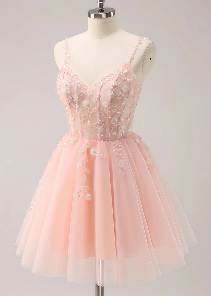 Etheldreda | Royal Blue Homecoming Dress: Unforgettable Elegance for Your Special Night - Light Pink - PromDressClub