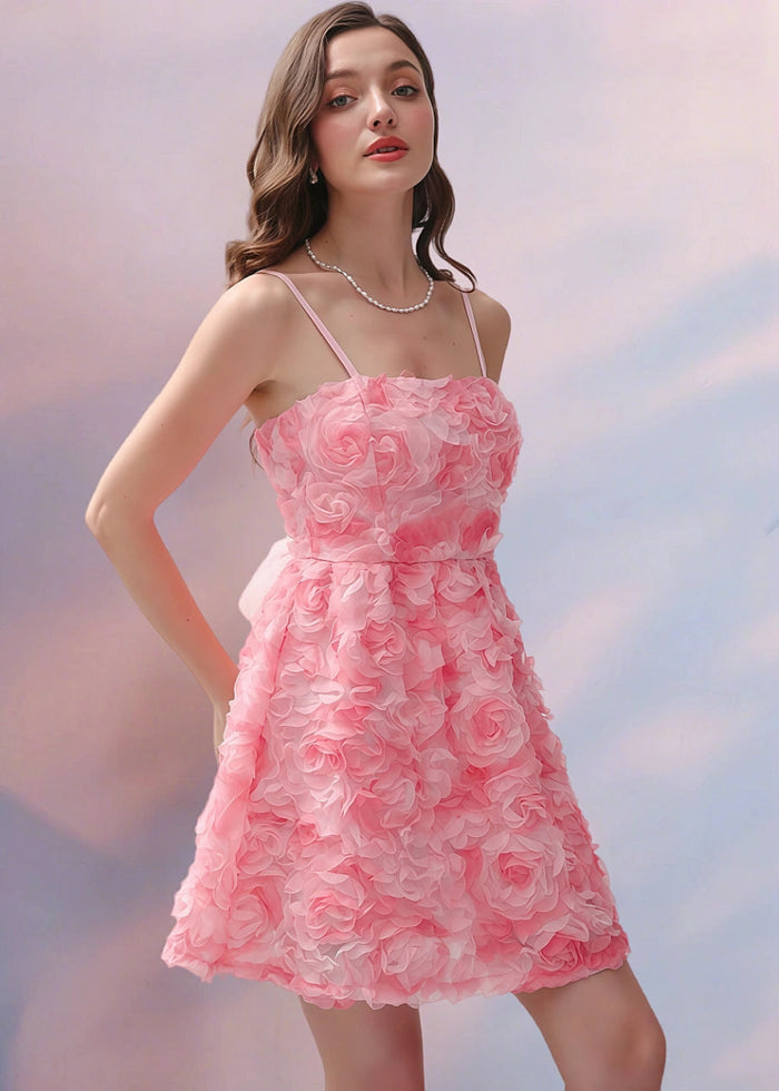 Eudokia | Stunning Pink Homecoming Dress: Floral Romance & Adjustable Elegance for Prom - Light Pink Floral - PromDressClub