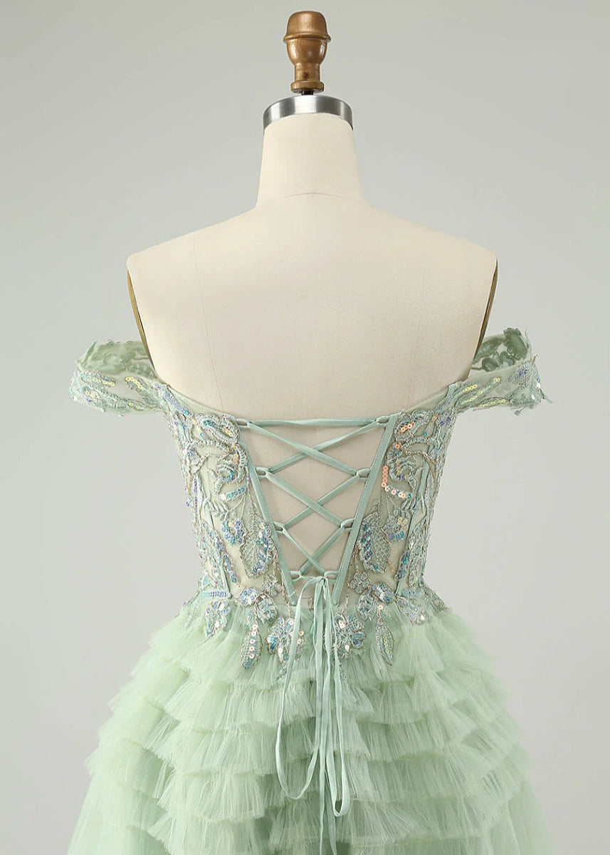 Evariste | Be the Star: Elegant Green Homecoming Dress for Unforgettable Prom - Light Green - PromDressClub