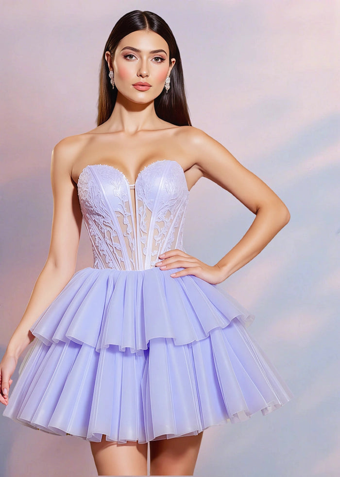 Fenice | Shine Tonight: Lavender Homecoming Dress for Dreamy Elegance - Lavender - PromDressClub
