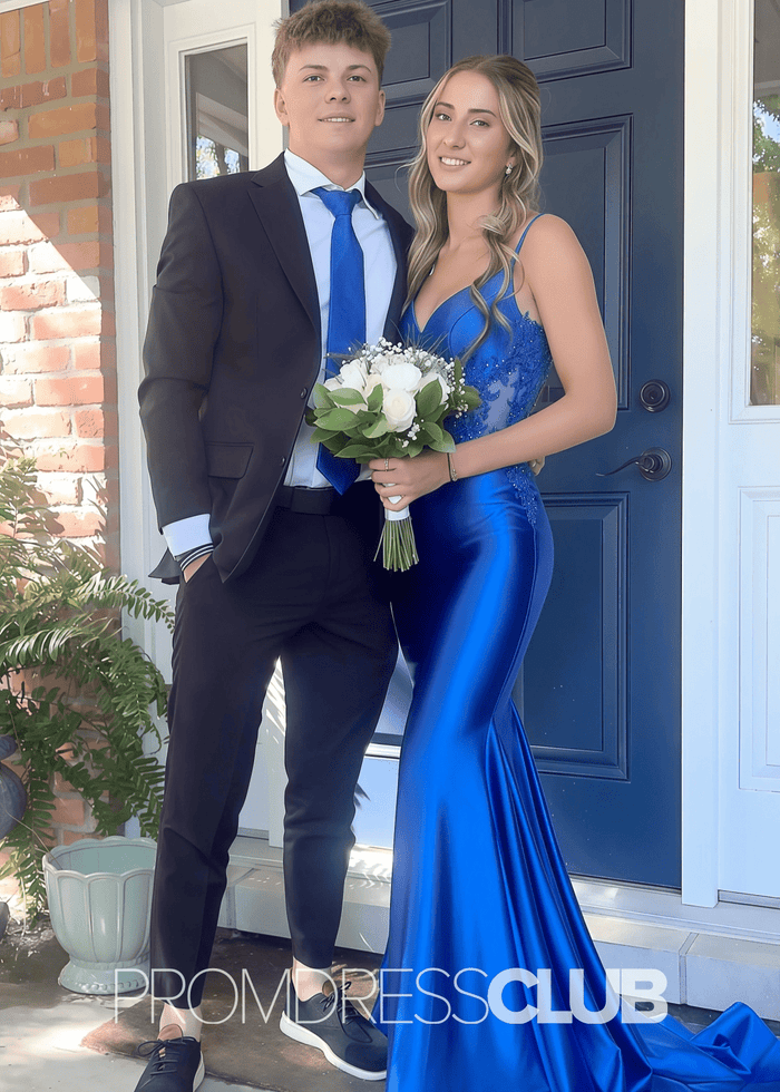 Frederica | Plus Size Sage Green Prom Dresses Long Mermaid Sweetheart with Openwork Lace - Royal Blue - PromDressClub