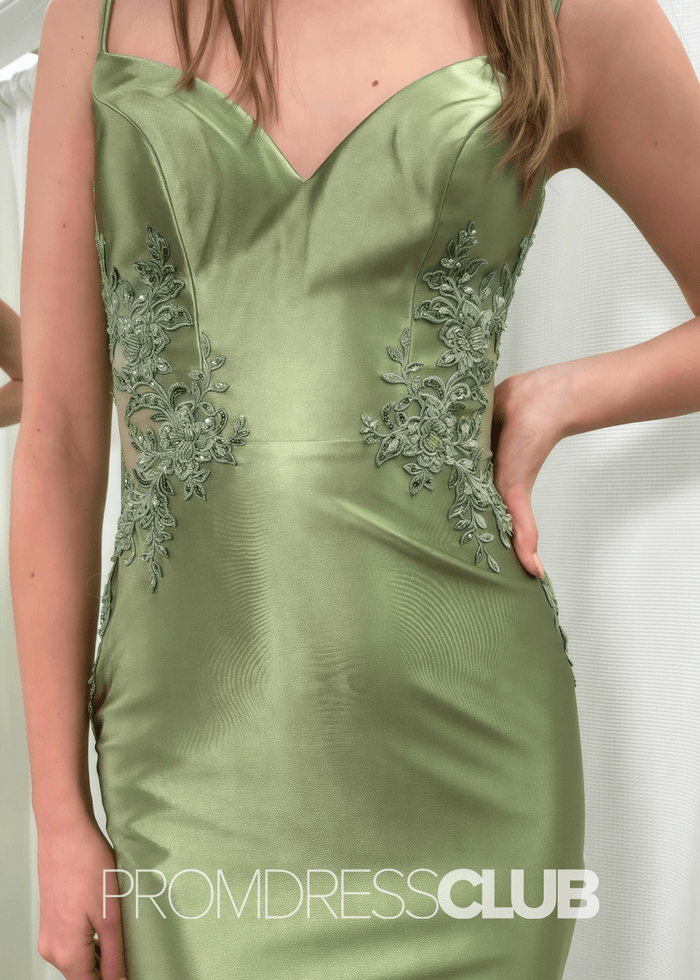 Frederica | Plus Size Sage Green Prom Dresses Long Mermaid Sweetheart with Openwork Lace - Sage - PromDressClub