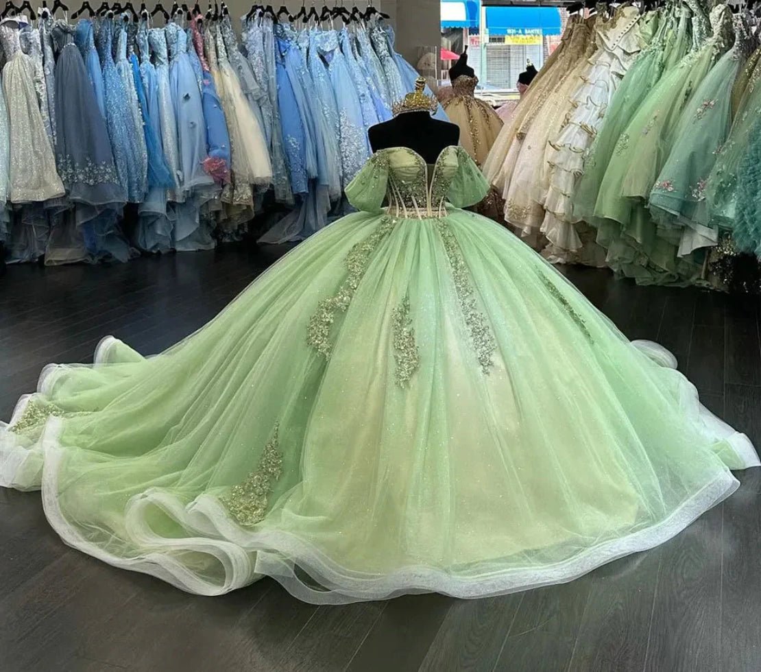 Freya | Gorgeous Sage Green Corset Quinceanera Dresses for Sweet 16 Party - Sage - PromDressClub