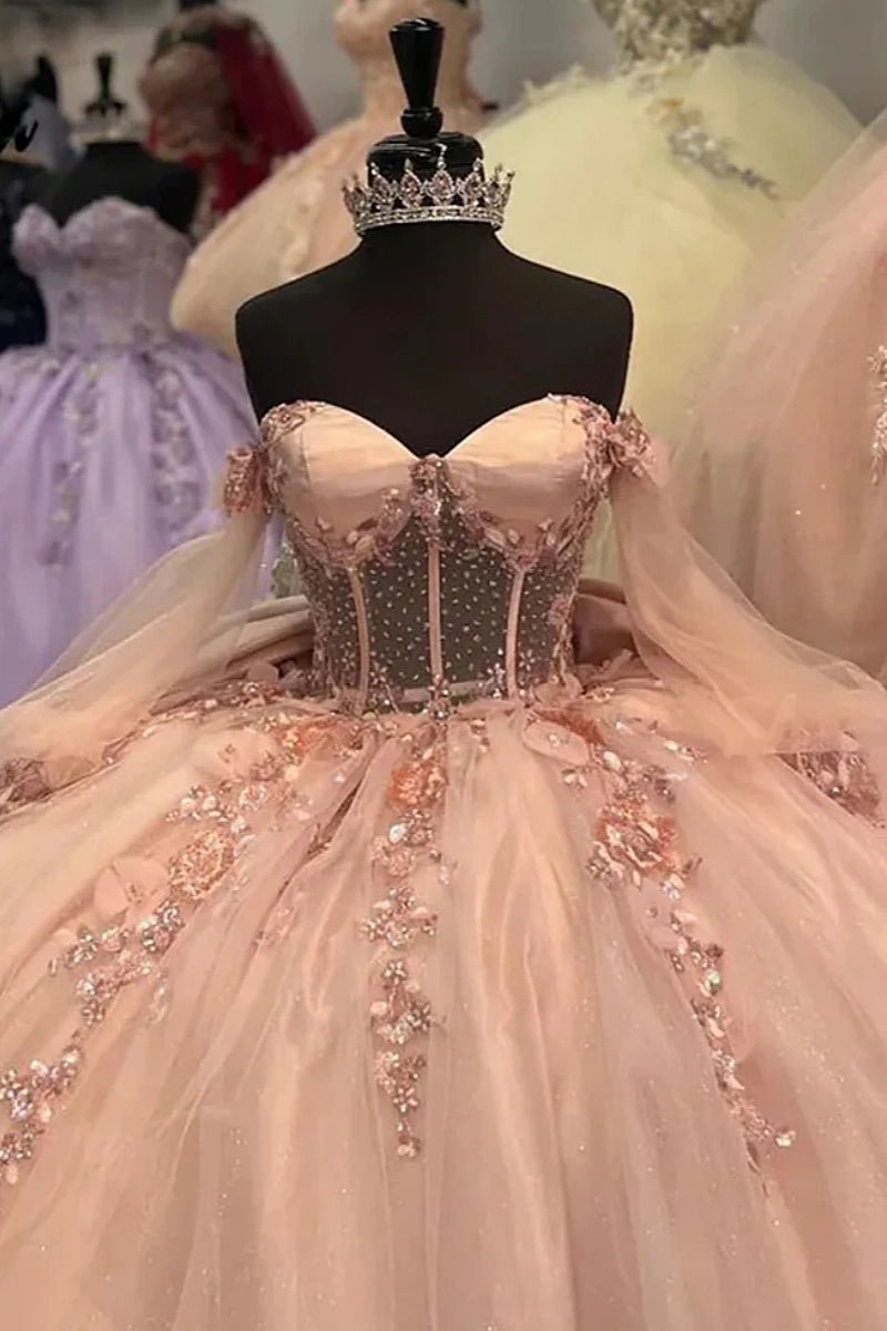 Gail | Stunning Light Pink Quinceanera Dress with Bow - Ideal for Sweet 16 Parties - Light Pink - PromDressClub