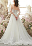 Gladys | Spaghetti Strap Corset Backless Ivory Wedding Dress with Appliques Lace - White - PROMDRESS Club