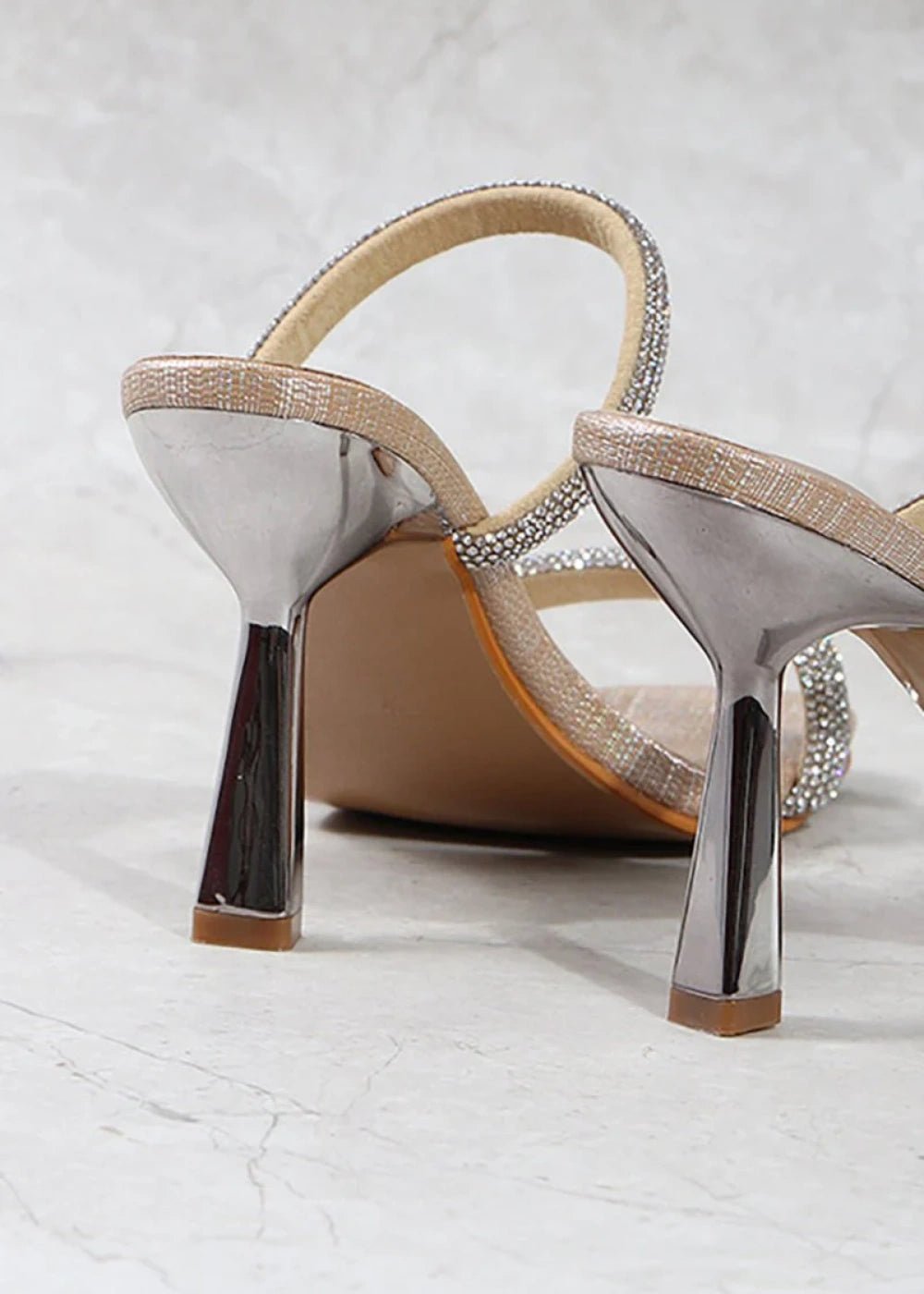 Glamorous Gold Block Heels High Sandals – Stylish Square Toes Heel for Every Festive Moment - Grey - PromDressClub