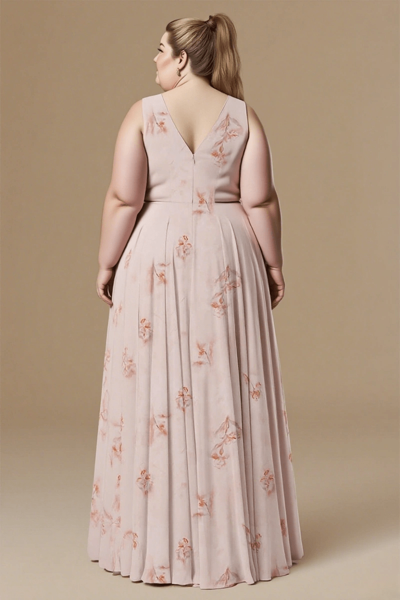 Gorgeous Light Pink Floral Bridesmaid Dress for Weddings Flowy Timeless Charm - Pink Floral - PromDressClub