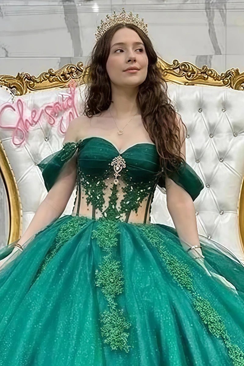 Hannah | Beautiful Emerald Green Quinceanera Dresses for Unforgettable Celebrations - Emerald Green - PromDressClub