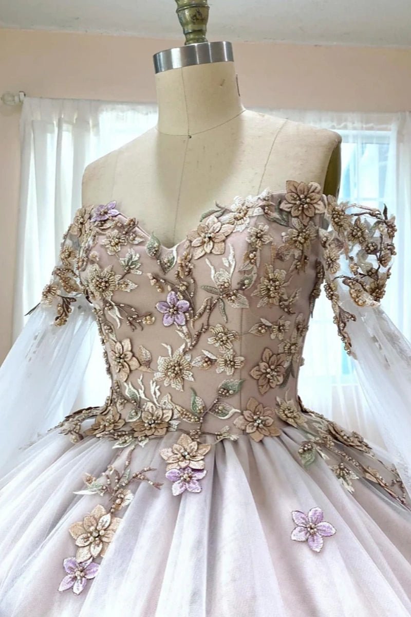 Helena | Gorgeous Long Sleeve Champagne Quince Dresses for Memorable Celebrations - Champagne - PromDressClub