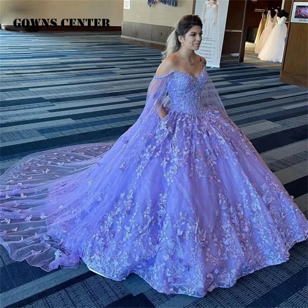Iris | Gorgeous Light Purple Quinceanera Dress with Corset and Lace Design - Light Purple - PromDressClub