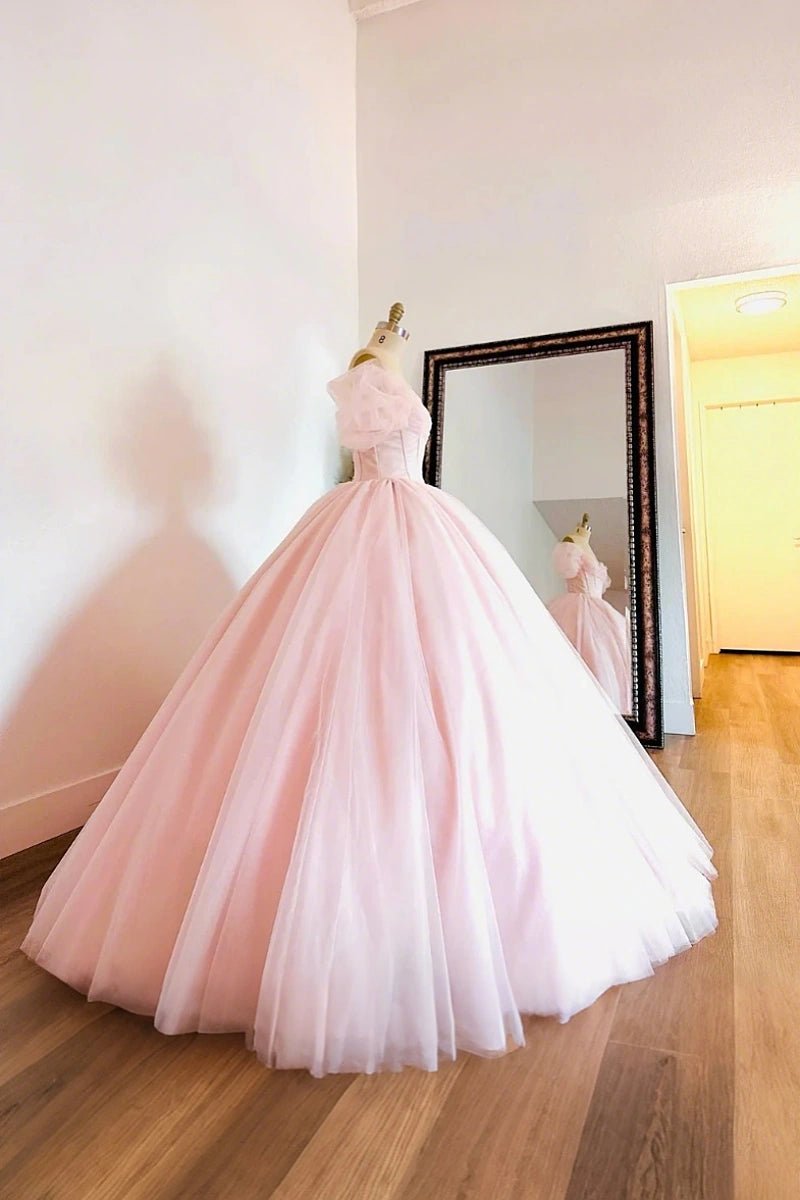 Jade | Enchanting Pink Quince Dresses with Sleeves for Timeless Elegance - Light Pink - PromDressClub