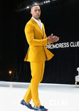 James |Yellow Prom Suits For Men With Double Breasted Peaked Lapel - Yellow - PromDressClub