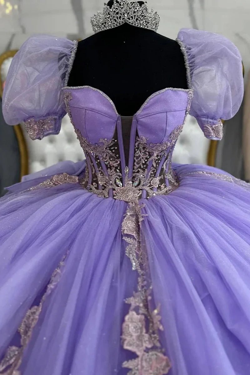 Jane | Gorgeous Light Purple Quinceanera Dresses with Sleeves for Unforgettable Moments - Light Purple - PromDressClub
