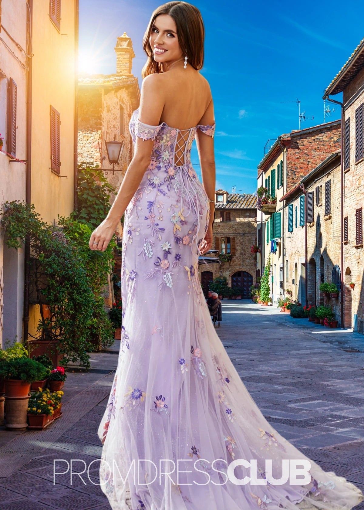 Janice | Light Purple Floral Mermaid Appliques Long Prom Dress - Light Purple Floral - PROMDRESS Club